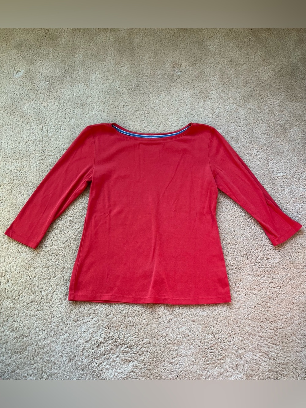 Talbots Red Elbow Length Sleeve T Shirt - Size S Petite - VGUC - Pima Cotton